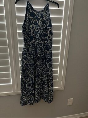 Chaps Navy and White Floral Sundress
